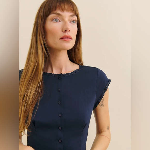 New Reformation Valetta Navy Two-Piece Set Size 4 - Picture 3 of 15